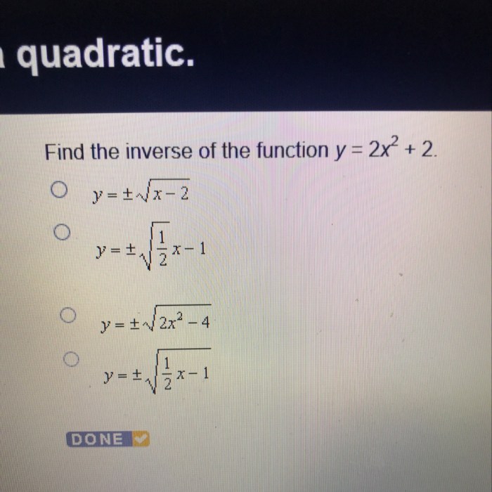 Find the inverse of the function y x2 12