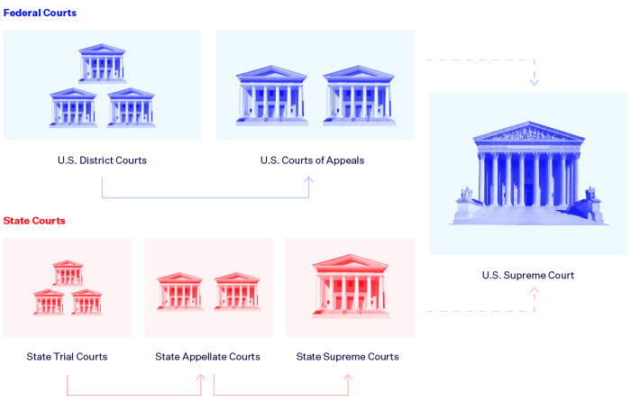 Courts court structure system judiciary case different layout stages basic