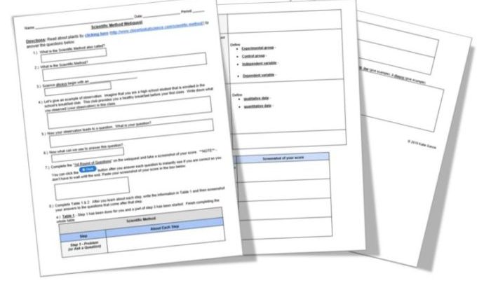 Scientific method webquest answer key pdf