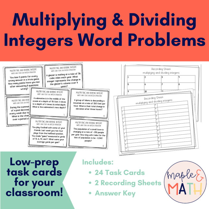 Adding subtracting multiplying and dividing integers word problems